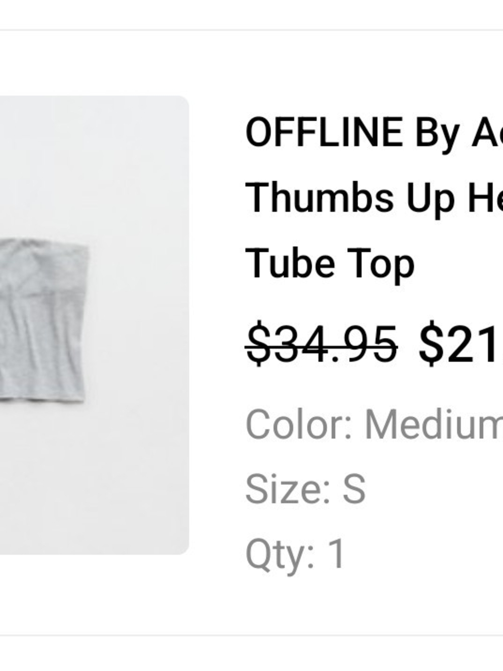Offline By Aerie Thumbs Up Heathered Tube Top - Light Gray